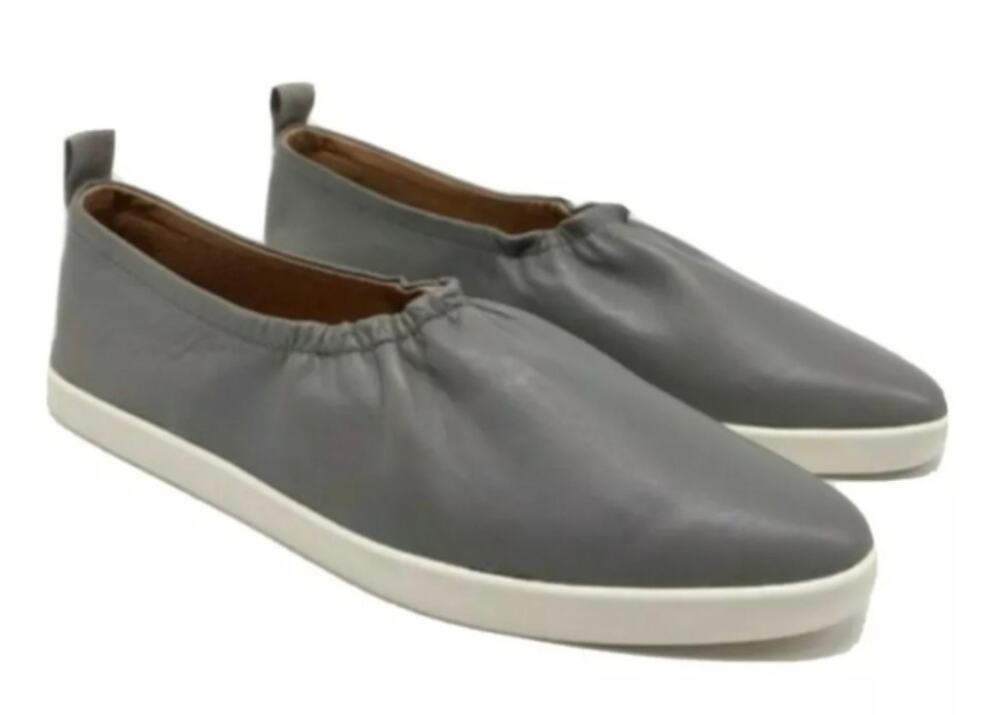 Pure Jill J Jill Women's 8M Gray Leather Almond Toe Slip On Loafer Sneaker Flat